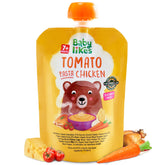 Baby Likes Halal Organic Food Pouches - Stage 2 Baby Puree Tomato Pasta Chicken 12 Pouches x 130g, Suitable for 7+ Months